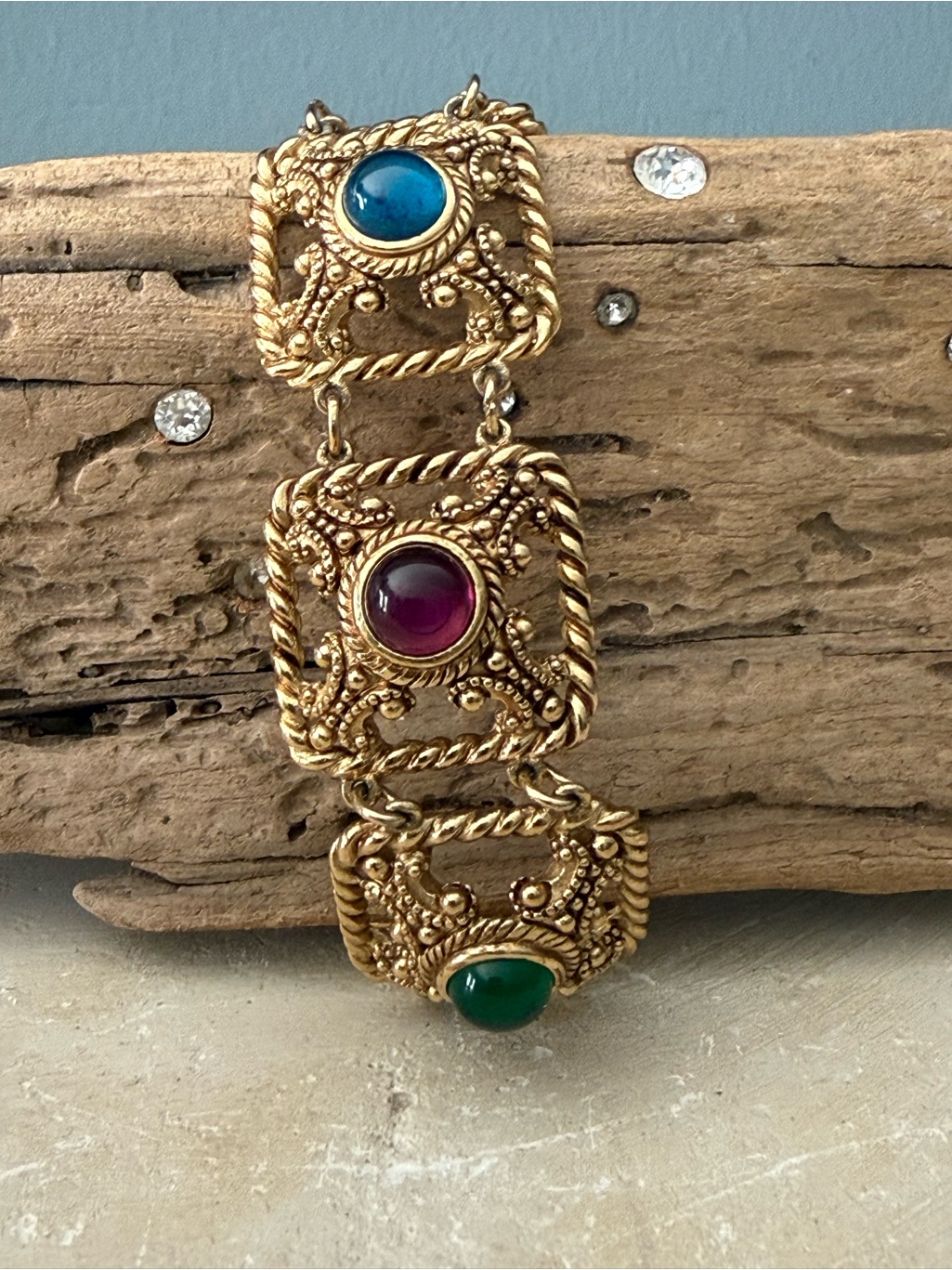 Vintage Givenchy Gold Plated Maltese Cross Statement Bracelet